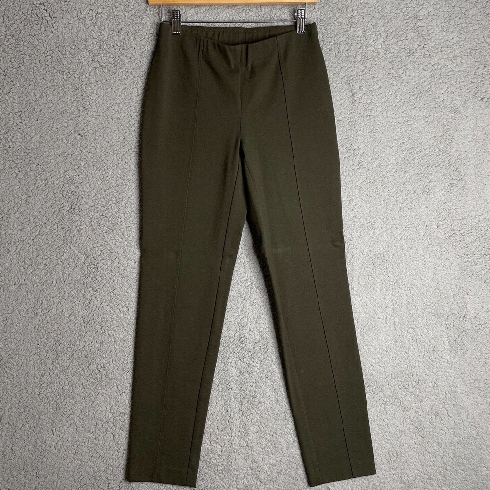 J. Jill Ponte Slim Leg Pants, Elastic Waist, Green Size:XS
